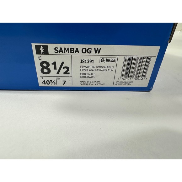 Adidas Samba OG W White Halo Blue Suede Gum Sole Sneakers Mens 7 Womens 8.5 - Picture 9 of 10